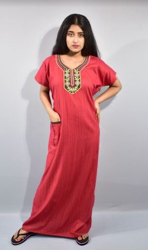 BDROX Cotton Red Maxi Nighty