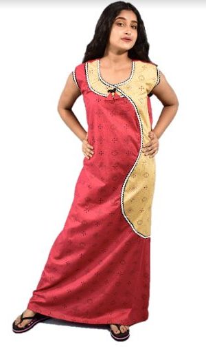 BDROX Cotton Red Maxi Nighty