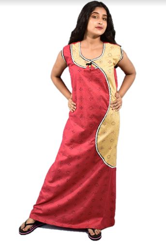 BDROX Cotton Red Maxi Nighty