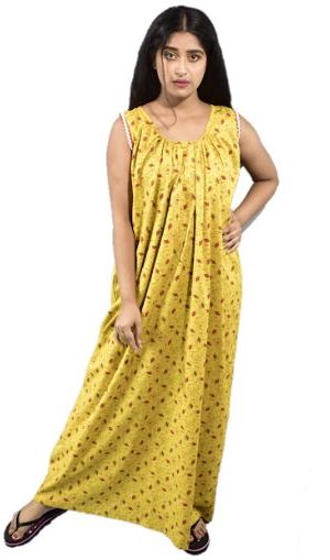 BDROX Cotton Yellow Maxi Nighty#MEESHO_ImghwKr4