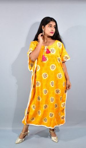 BDROX Yellow Kaftan Nighty