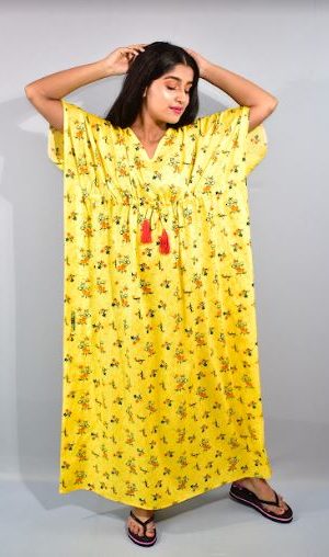 BDROX Yellow Kaftan Nighty