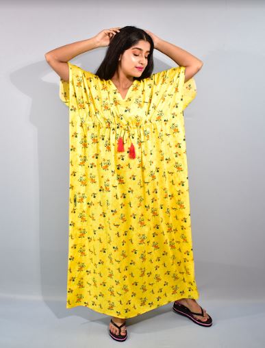 BDROX Yellow Kaftan Nighty