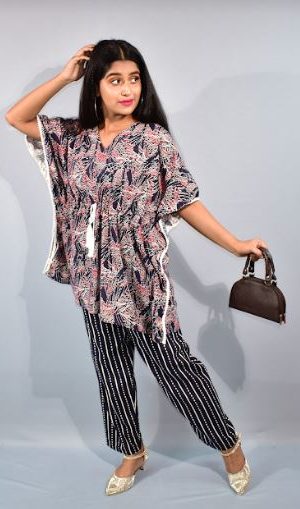 BDROX Blue Kaftan Pajama Set