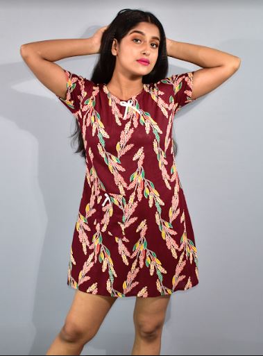 BDROX Maroon Short Nighty