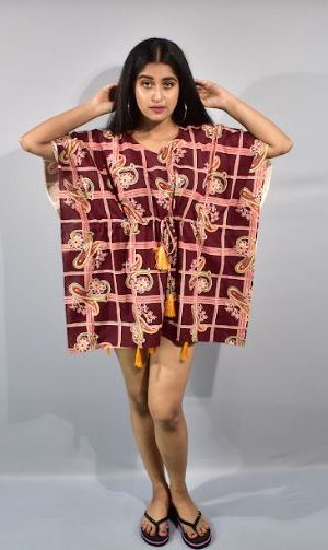 BDROX Maroon Short Kaftan Nighty