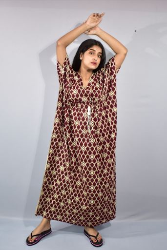 BDROX Maroon Kaftan Nighty