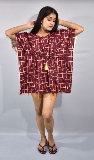 BDROX Maroon Short Kaftan Nighty