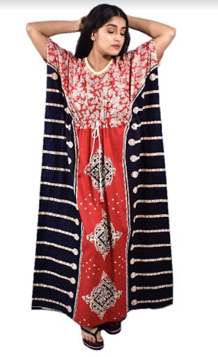 BDROX Indonesiya Red Black Kaftan Nighty_BFGNRF00000000610