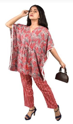 BDROX Red Kaftan Pajama Set_BFINRF00000000510_BFINRF00000000516_Amazohn#BFINRF00000000192