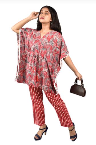 BDROX Red Kaftan Pajama Set_BFINRF00000000510_BFINRF00000000516_Amazohn#BFINRF00000000192