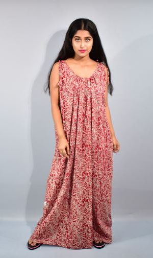 BDROX Red Maxi Nighty Ribbon On Shoulder