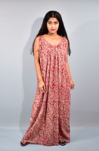 BDROX Red Maxi Nighty Ribbon On Shoulder