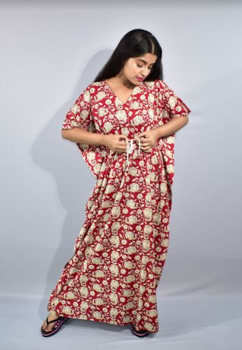 BDROX Red Kaftan Nighty