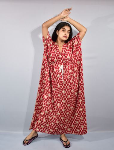 BDROX Red Kaftan Nighty