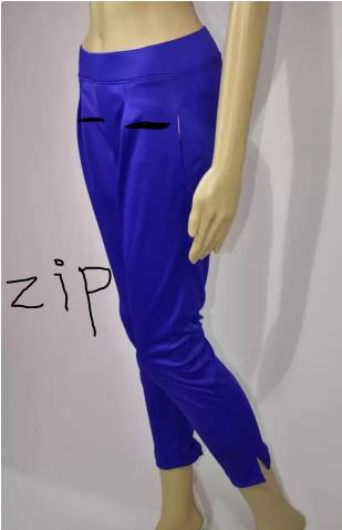 WOMEN BLUE PANT BUTTUN WITH ZIP L