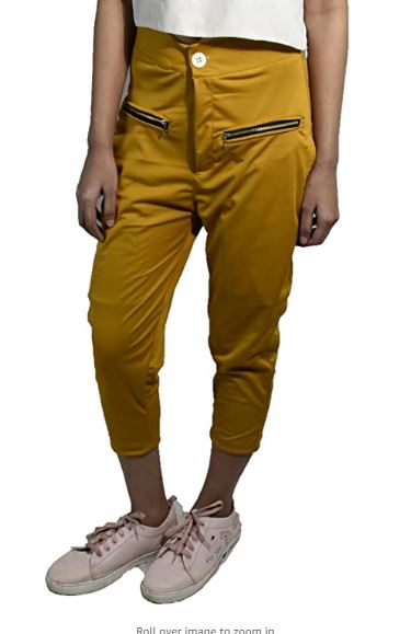 WOMEN YELLOW PANT BUTTUN WITH ZIP M-30