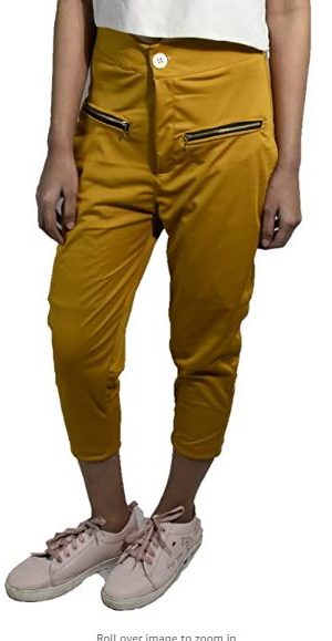 WOMEN YELLOW PANT BUTTUN WITH ZIP L-32