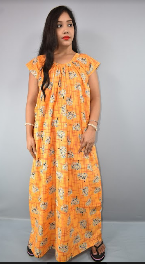 BDROX COtton Yellow Maxi Nighty MEESHO#BFCNBLF0000000778_BFCNYF00000000696