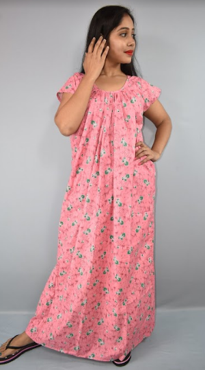 BDROX Cotton Peach Maxi Nighty
