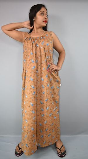 BDROX Cotton Brown Maxi nighty meesho BFCNPLF0000000726