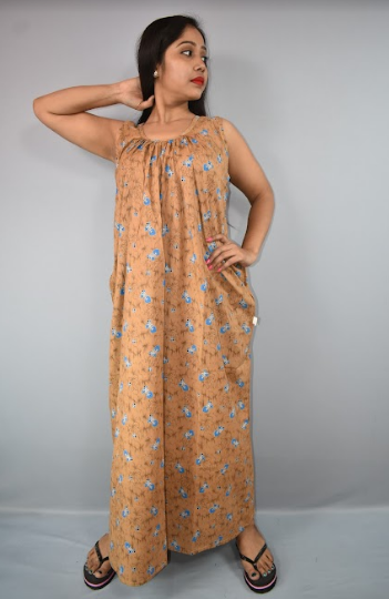 BDROX Cotton Brown Maxi nighty meesho BFCNPLF0000000726
