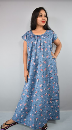 BDROX Cotton Purple Maxi Nighty