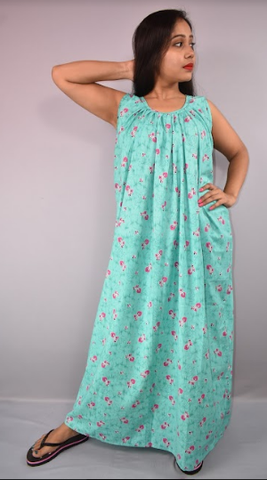 BDROX Cotton Light Blue Maxi Nighty#BFCNLBLF000000710#meeshoBFCNPF00000000708