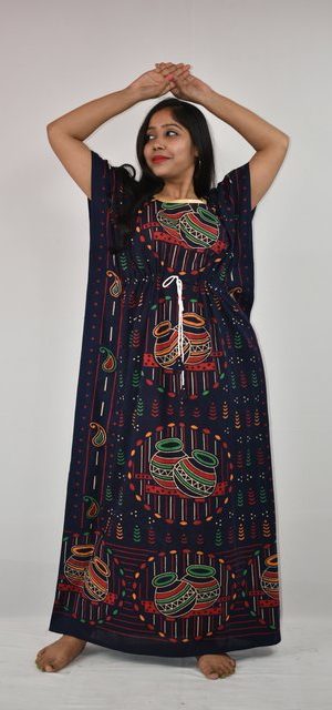 BDROX Gujri Kaftan Nighty in Blue