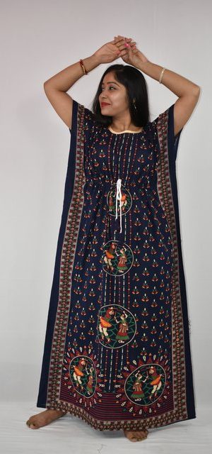 BDROX Gujri Kaftan Nighty in Blue