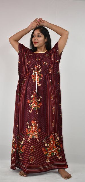 BDROX Gujri Kaftan Nighty in Maroon