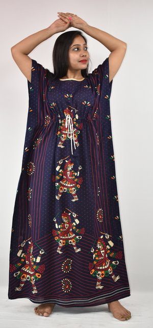 BDROX Gujri Kaftan Nighty in Blue