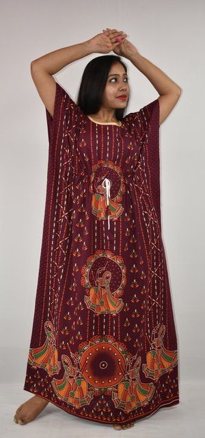 BDROX Gujri Kaftan Nighty in Maroon