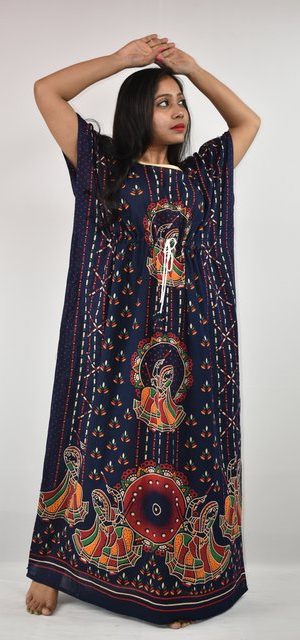 BDROX Gujri Kaftan Nighty in Blue