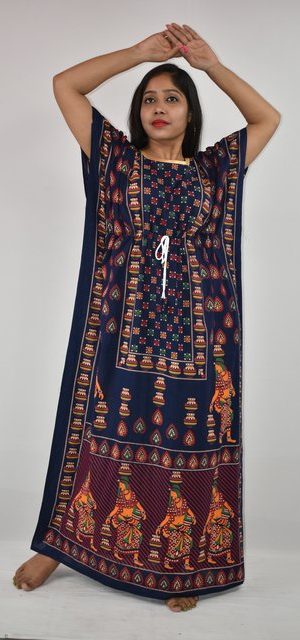 BDROX Gujri Kaftan Nighty in Blue