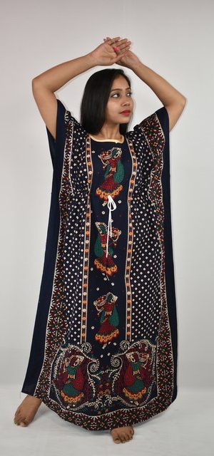 BDROX Gujri Kaftan Nighty in Blue