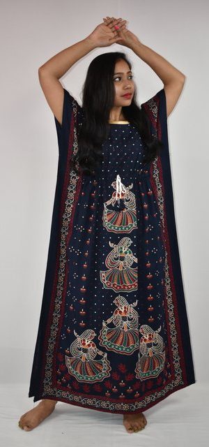 BDROX Gujri Kaftan Nighty in Blue