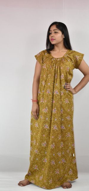 Yellow Cotton Maxi Nighty