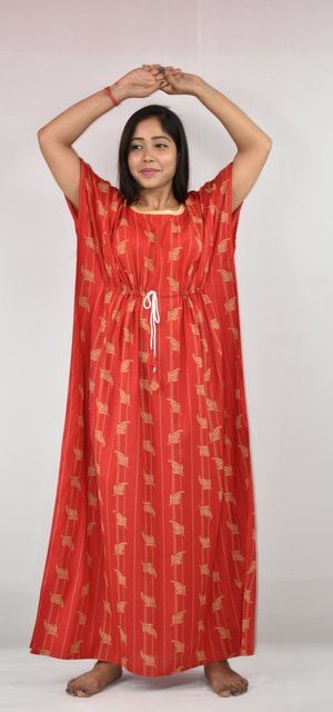 BDROX Cotton Red Kaftan Nighty