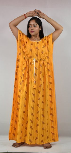 BDROX Cotton Yellow Kaftan Nighty
