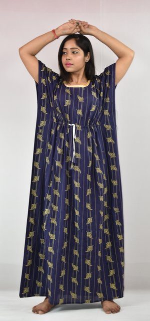BDROX Cotton Blue Kaftan Nighty