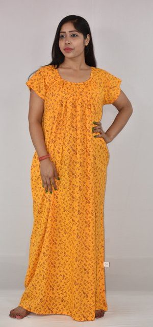 Yellow Cotton Maxi Nighty