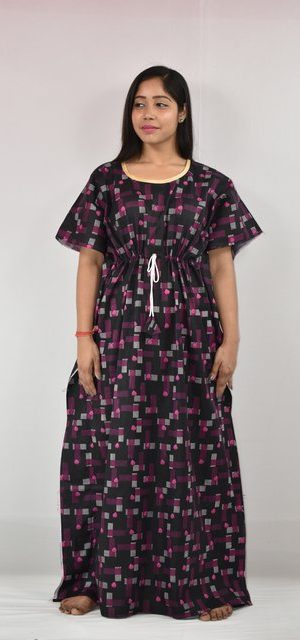 BDROX Black Purple Kaftan Nighty