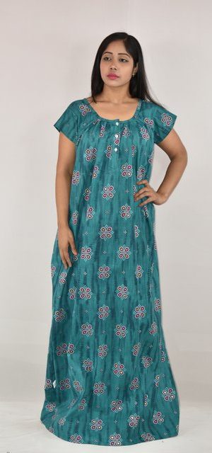 SEA GREEN Maxi Nighty 60 inch With Button