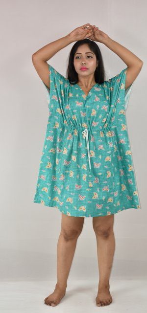 Sea Green Cotton Short Kaftan