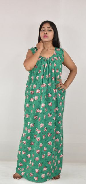BDROX Green Maxi Nighty Cotton