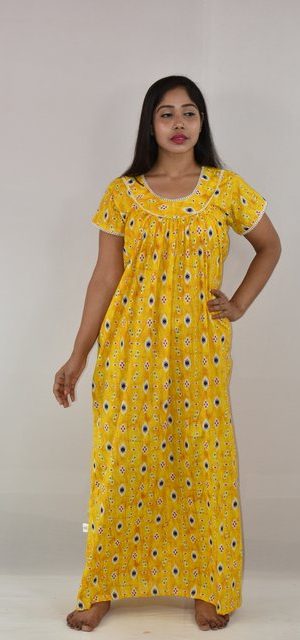 Yellow Maxi Nighty With Lace