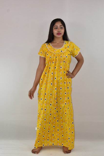 Yellow Maxi Nighty With Lace
