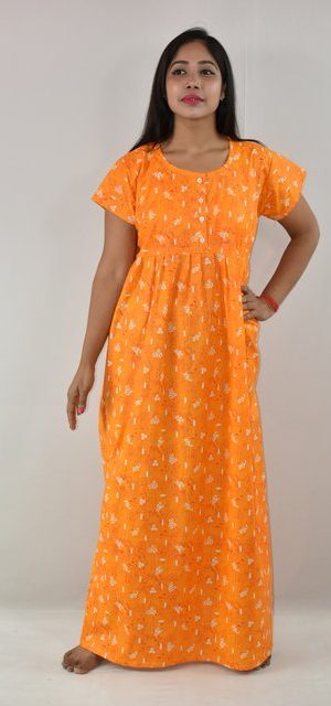 Yellow Maxi Nighty with Button