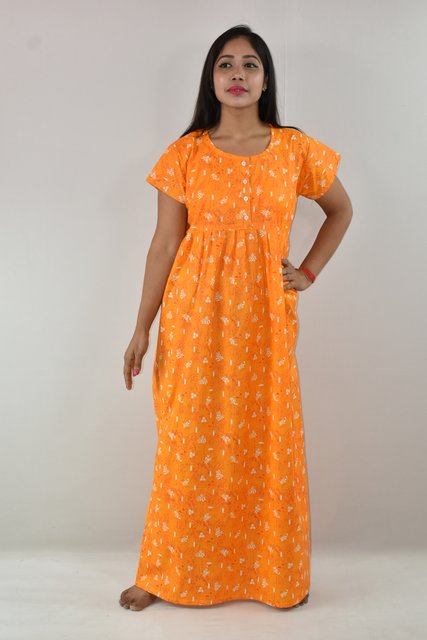 Yellow Maxi Nighty with Button